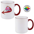 11 Oz. White/ Maroon Red Halo Mug - Screen Printed